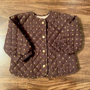ZARA girls quilted brown jacket